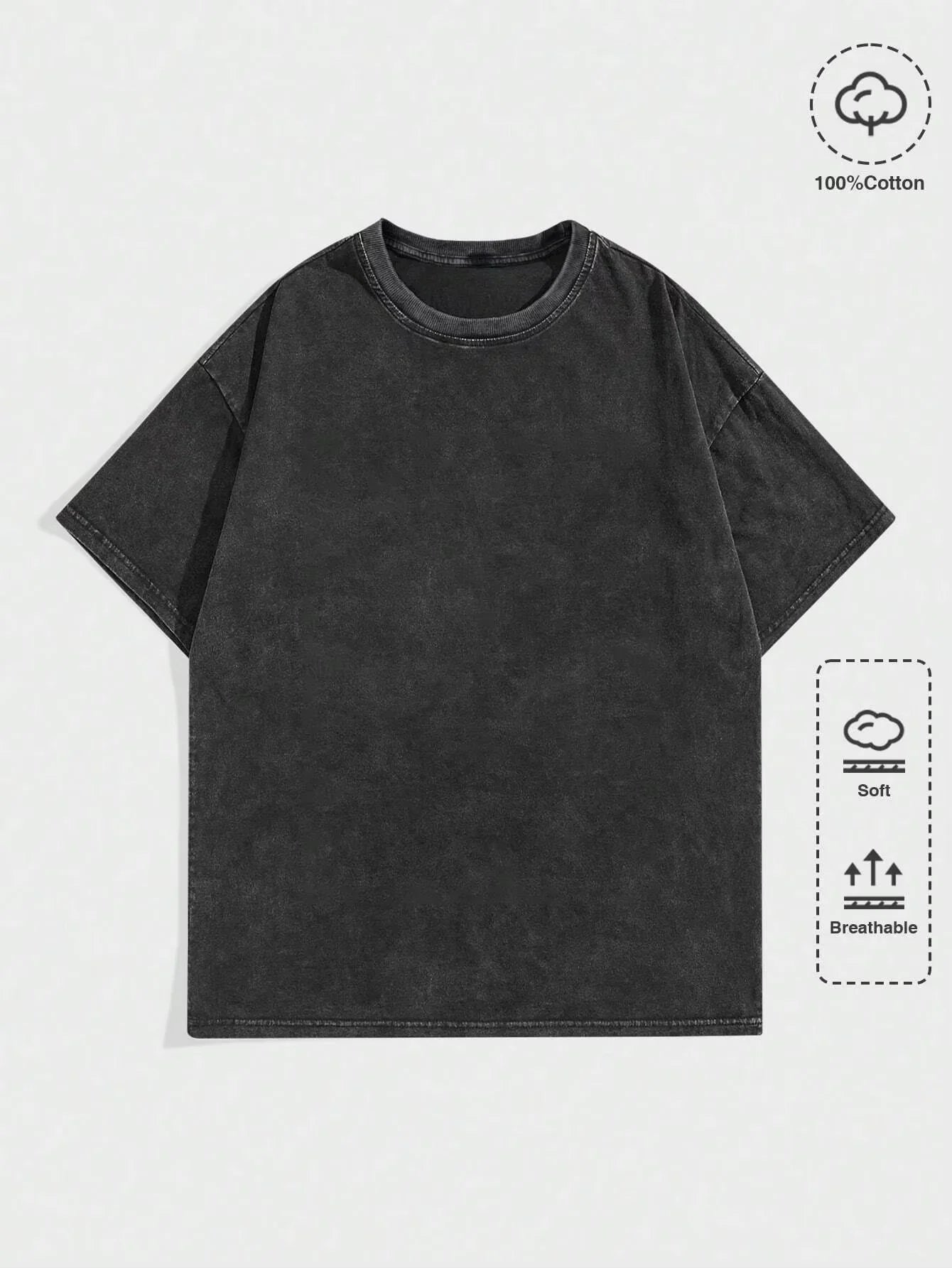 Men's Oversized Round Neck Short Sleeve T-Shirt, Soft Cotton, Casual Streetwear Style