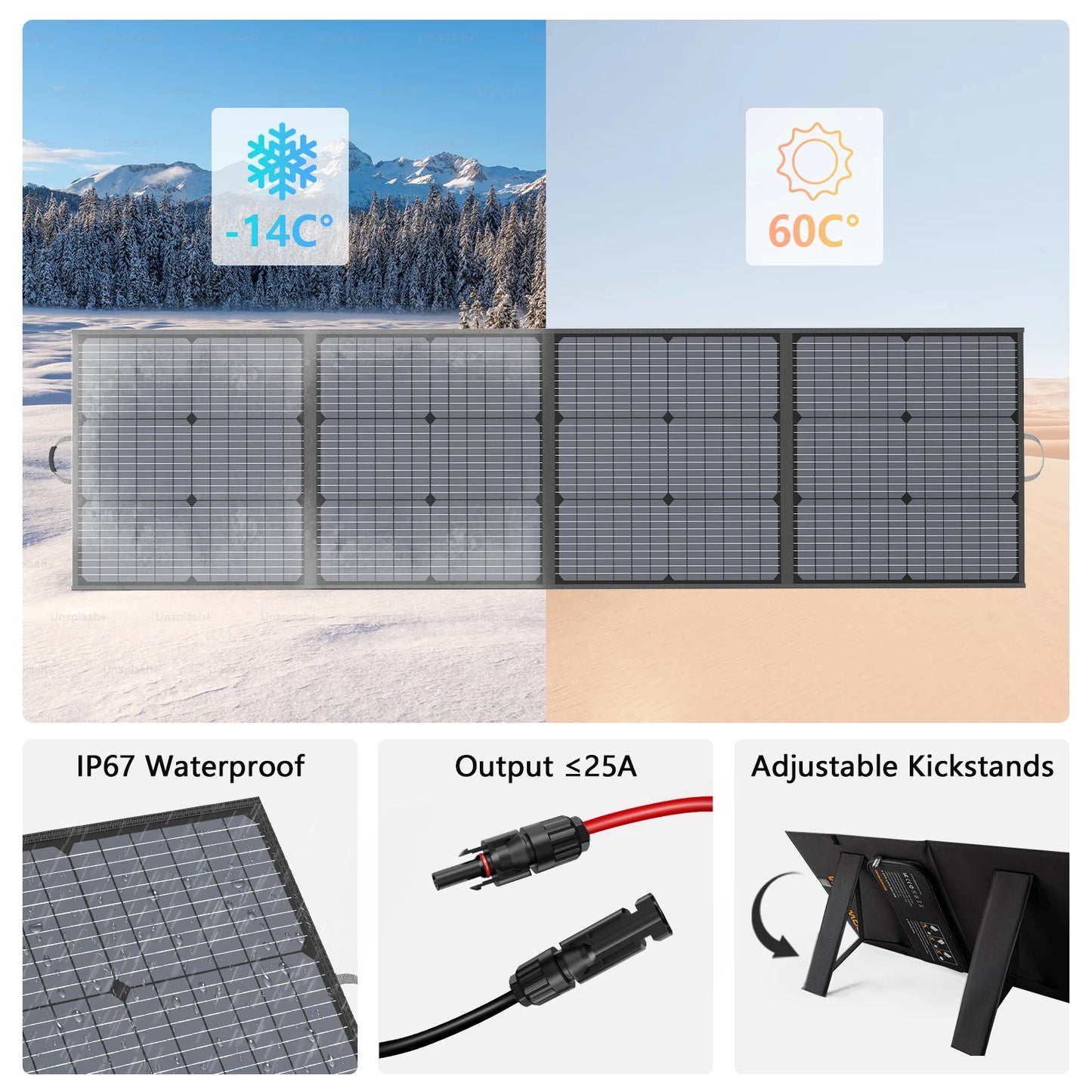MHPOWOS 220W 40V Portable Solar Panel Waterproof Foldable Solar Panel Power Backup Solar Charger for Power Station RV Camping