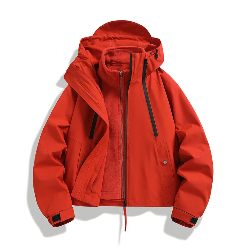 CHRLCK Women Waterproof Hiking 3IN1 Jackets Winter Warm Windproof Windbreakers Women Camping Trekking Thin Jacket Woman