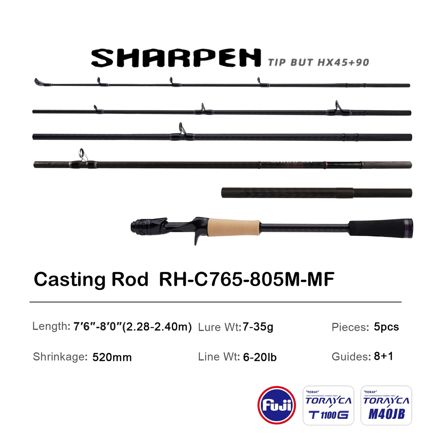 PURELURE SHARPEN Soft Lure Long Spinning and Casting XF/MF Action Rods FUJI Components Bass Pike Rod Fishing Rod Spinning Reel