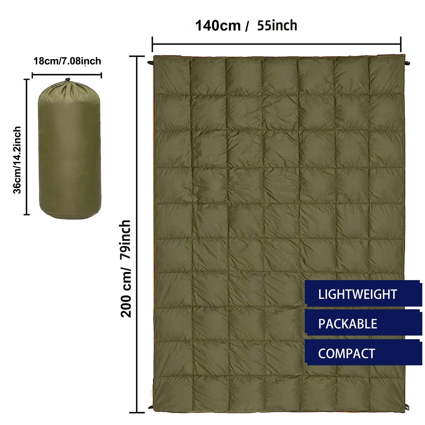 Outdoor Puffy Camping Blanket, Lightweight Down Alternative Puffy  Camping Large Ultra Warm Hammock Top Quilt Waterproof Blanket for Traveling Picnic Beach Party Cold Weather