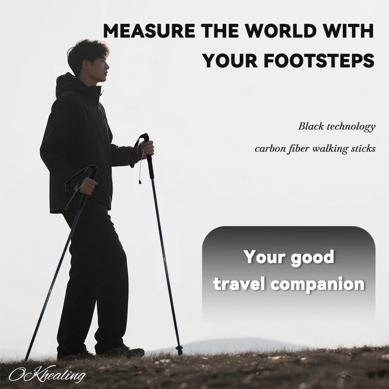 Local+ 2PCs Trekking Poles Carbon Fiber 115g Ultra-Light Hiking Poles Camping Stick Foldable Walking Cane Travel Outdoor Gear