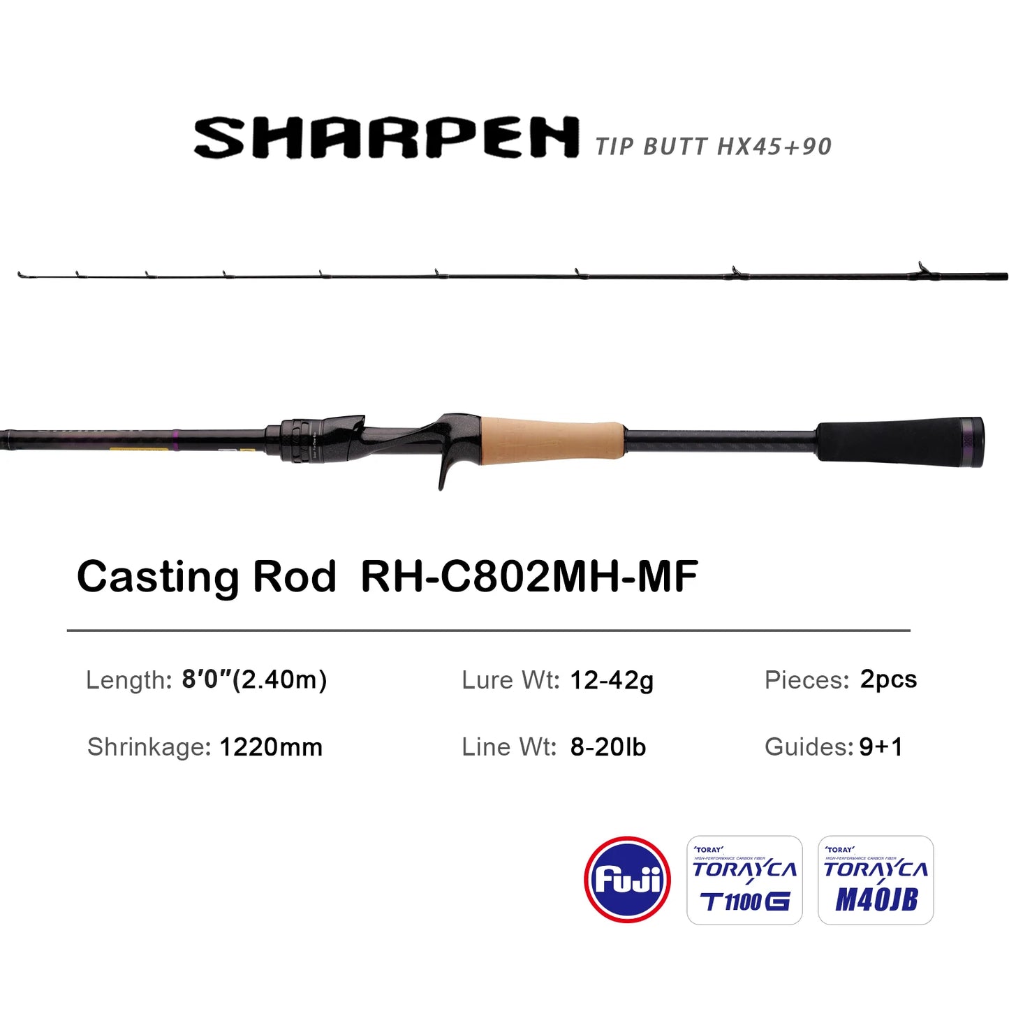 PURELURE SHARPEN Soft Lure Long Spinning and Casting XF/MF Action Rods FUJI Components Bass Pike Rod Fishing Rod Spinning Reel