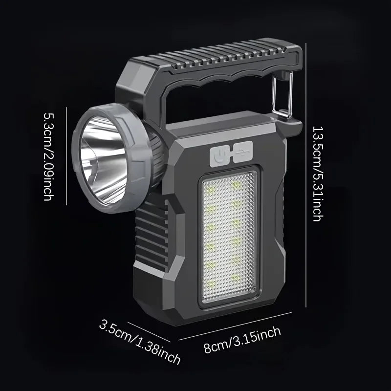 Solar & USB Rechargeable Ultra-Bright LED Flashlight, 4 Lighting Modes Portable Torch for Camping Hiking Emergency Night Fishing, Holiday Gift
