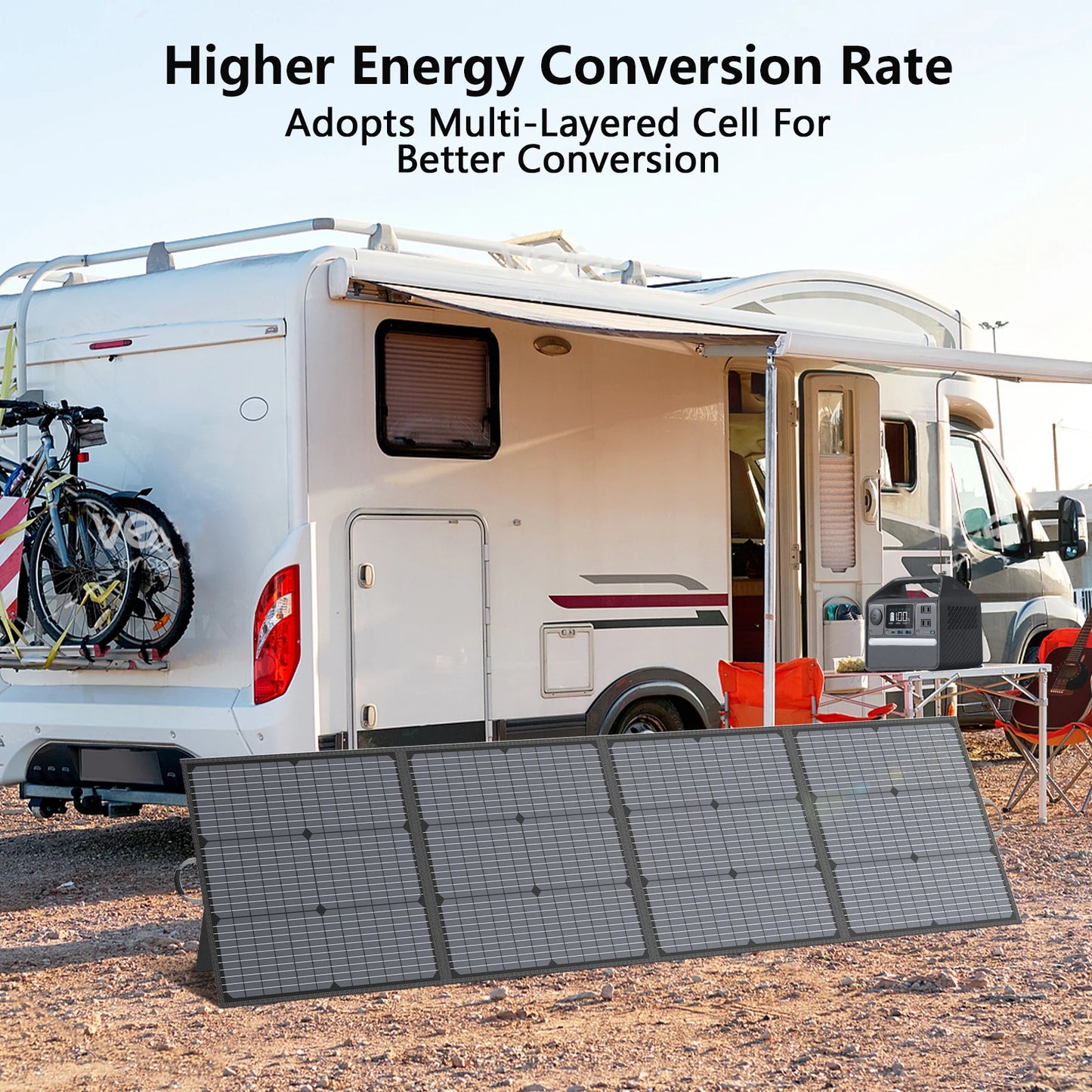 MHPOWOS 220W 40V Portable Solar Panel Waterproof Foldable Solar Panel Power Backup Solar Charger for Power Station RV Camping