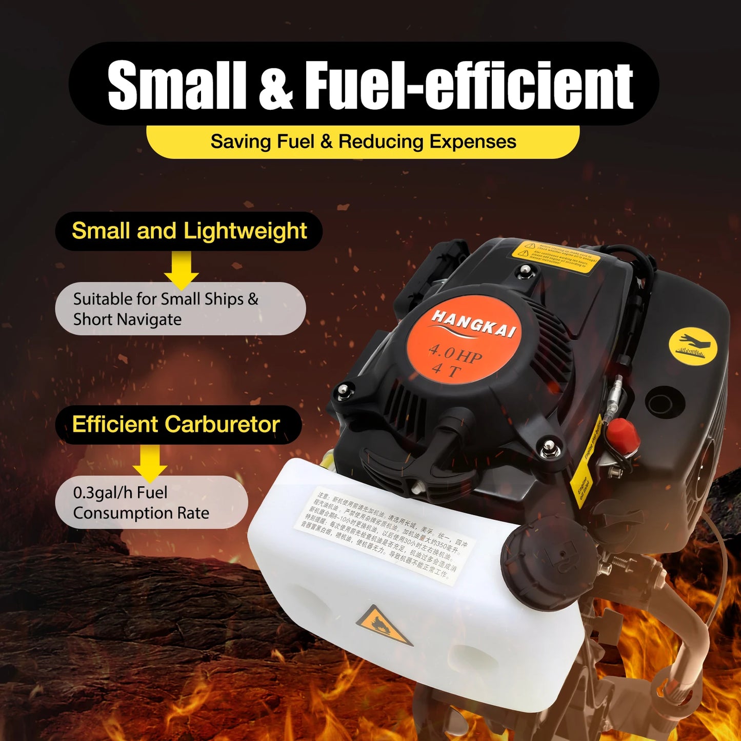 4 Stroke 4HP Outboard Motor Boat Engine Boat Motor 52cc Air Cooling System Hand-start Motor High Quality