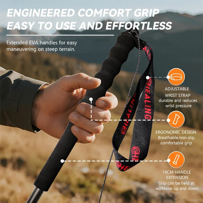 Local+ 2PCs Trekking Poles Carbon Fiber 115g Ultra-Light Hiking Poles Camping Stick Foldable Walking Cane Travel Outdoor Gear