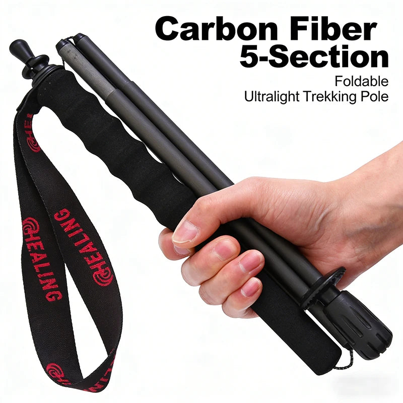 Local+ 2PCs Trekking Poles Carbon Fiber 115g Ultra-Light Hiking Poles Camping Stick Foldable Walking Cane Travel Outdoor Gear