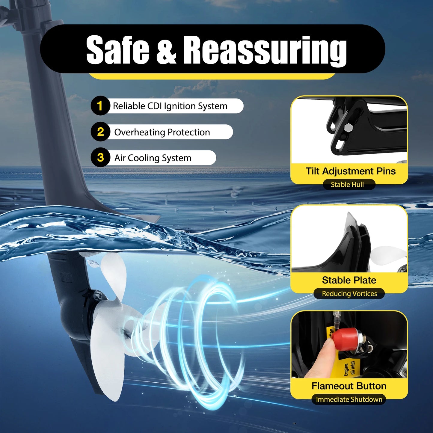 4 Stroke 4HP Outboard Motor Boat Engine Boat Motor 52cc Air Cooling System Hand-start Motor High Quality