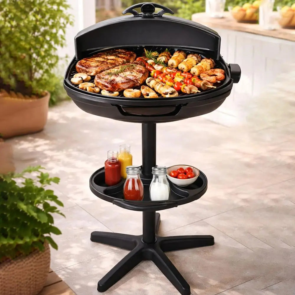 Portable Non-Stick Electric Grill for Indoor & Outdoor Use, 1500W with Smart Temp Control, Ideal for Balcony, Backyard, and Camp
