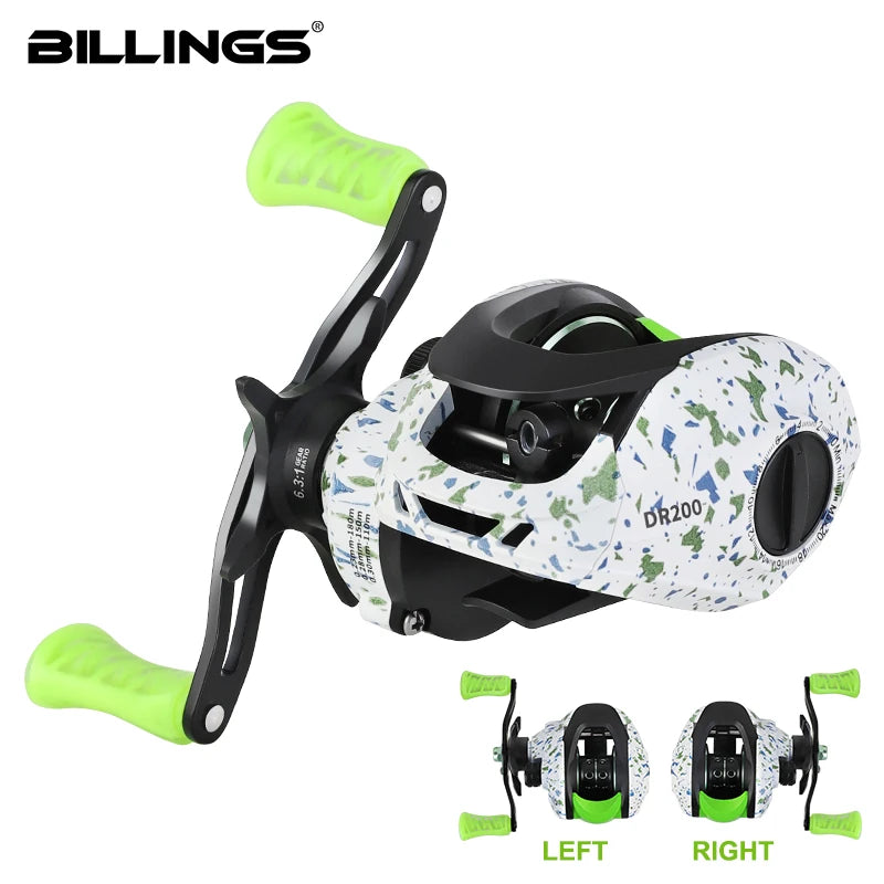 BILLINGS Baitcasting Reel 8KG Max Drag 6.3:1 Gear Ratio Magnetic Brake System  Bait Caster Fishing Reels for Freshwater Saltwater Bass Trout Fishing