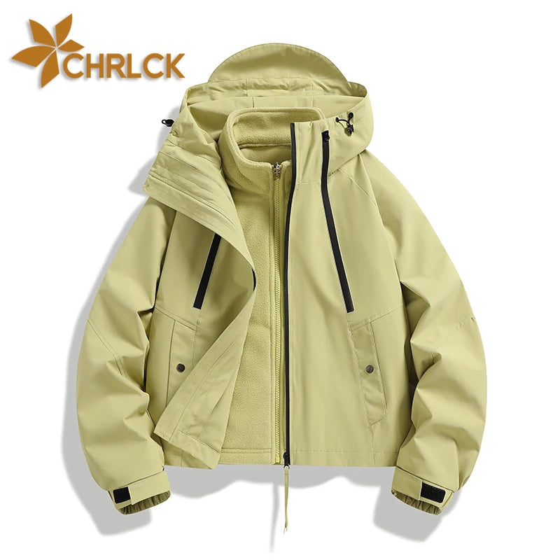 CHRLCK Women Waterproof Hiking 3IN1 Jackets Winter Warm Windproof Windbreakers Women Camping Trekking Thin Jacket Woman