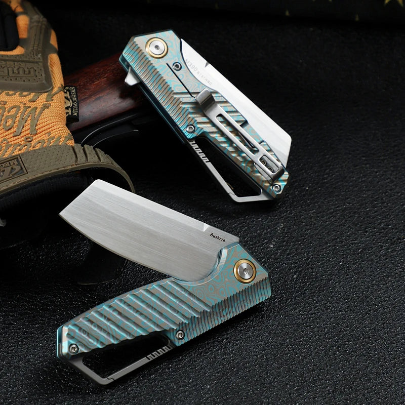 M390 Steel Folding Knife, Men's Everyday Carry Pocket Knife, Titanium Handle, Outdoor Camping Hunting EDC Pocket Knife