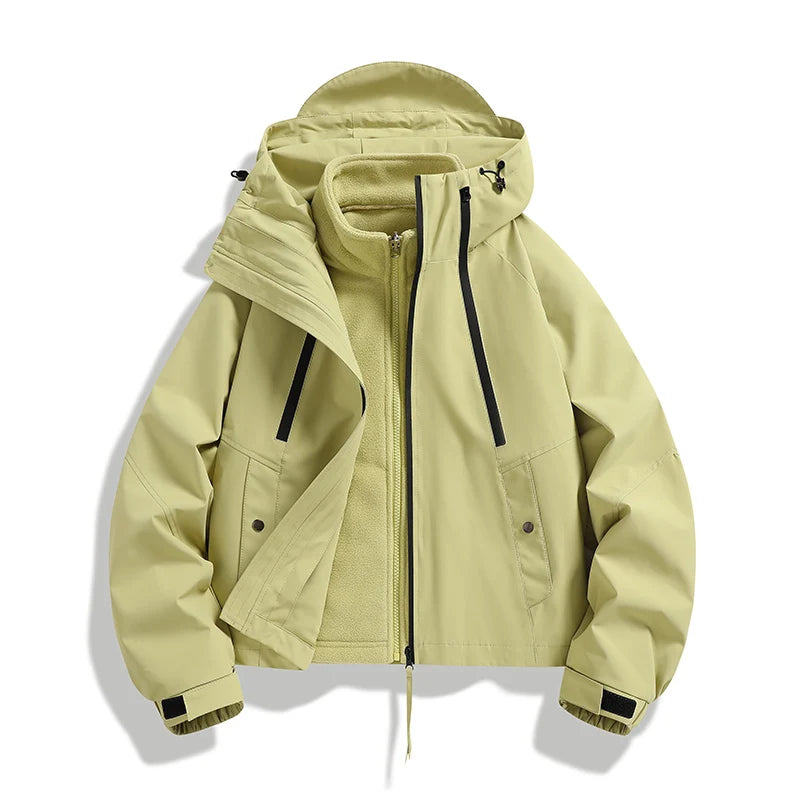 CHRLCK Women Waterproof Hiking 3IN1 Jackets Winter Warm Windproof Windbreakers Women Camping Trekking Thin Jacket Woman