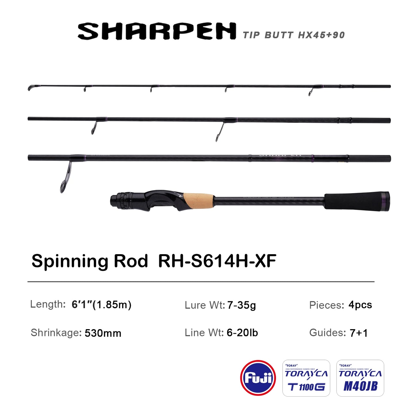 PURELURE SHARPEN Soft Lure Long Spinning and Casting XF/MF Action Rods FUJI Components Bass Pike Rod Fishing Rod Spinning Reel