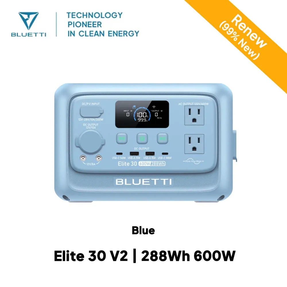 【Renew】BLUETTI Elite 30 V2 Portable Power Station 288Wh 600W Peak Large Capacity Solar Generator For Outdoor Camping Home Emerge