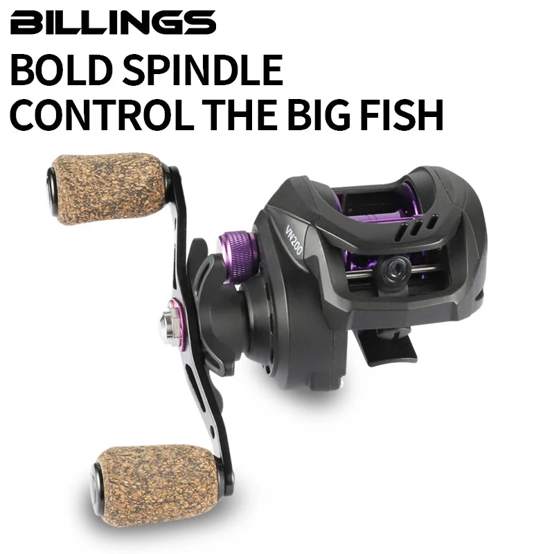 BILLINGS Baitcasting Reel 7KG Max Drag 6.5:1 Gear Ratio Ultra-smooth 12+1BB Professional Baitcaster Fishing Reels for Freshwater Saltwater Bass Trout Fishing