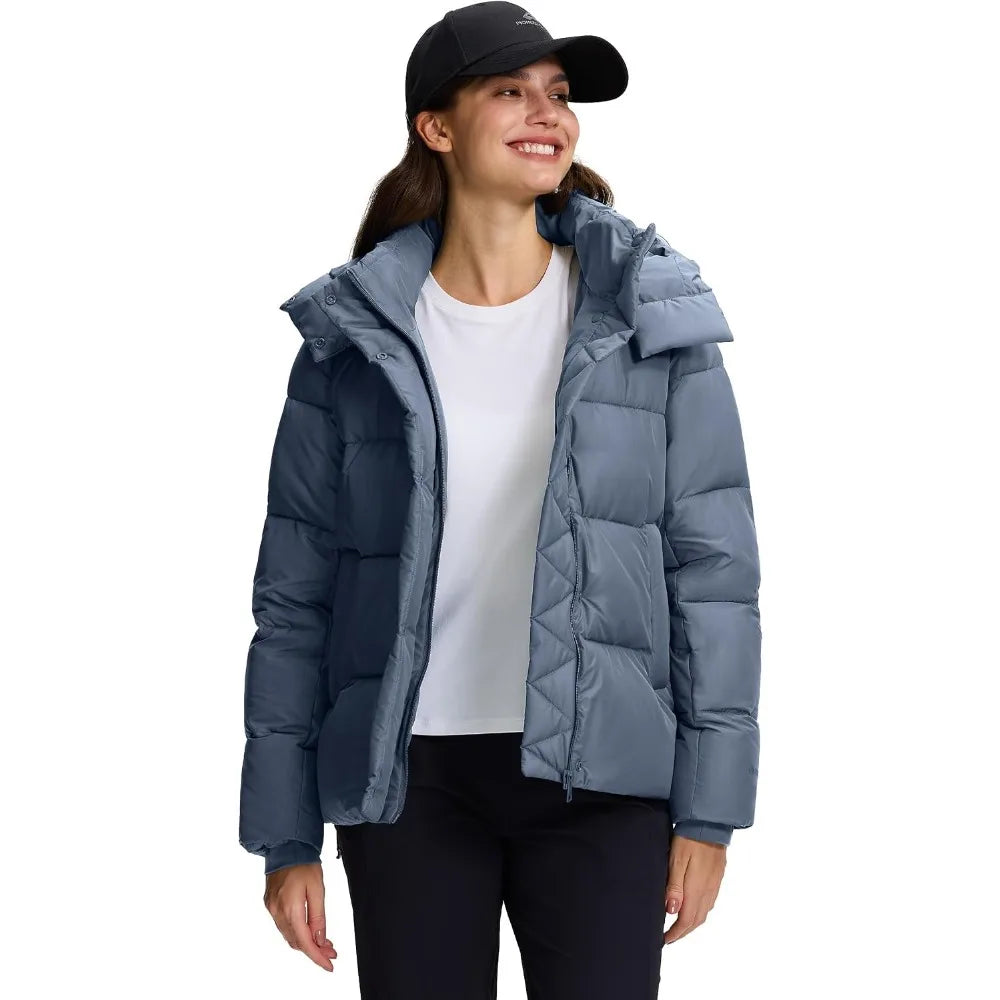 Pioneer Camp Women's Quilted Puffer Jacket, Warm Winter Coat Insulated Full Zip Hooded Jacket Pockets Outerwear Casual