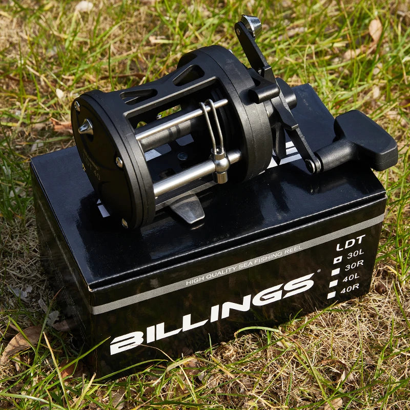 BILLINGS Trolling Drum Fishing Reels 33LB Max Drag 3.8:1 Gear Ratio High Toughness Body Freshwater & Saltwater Universal Bait Caster Fishing Reel