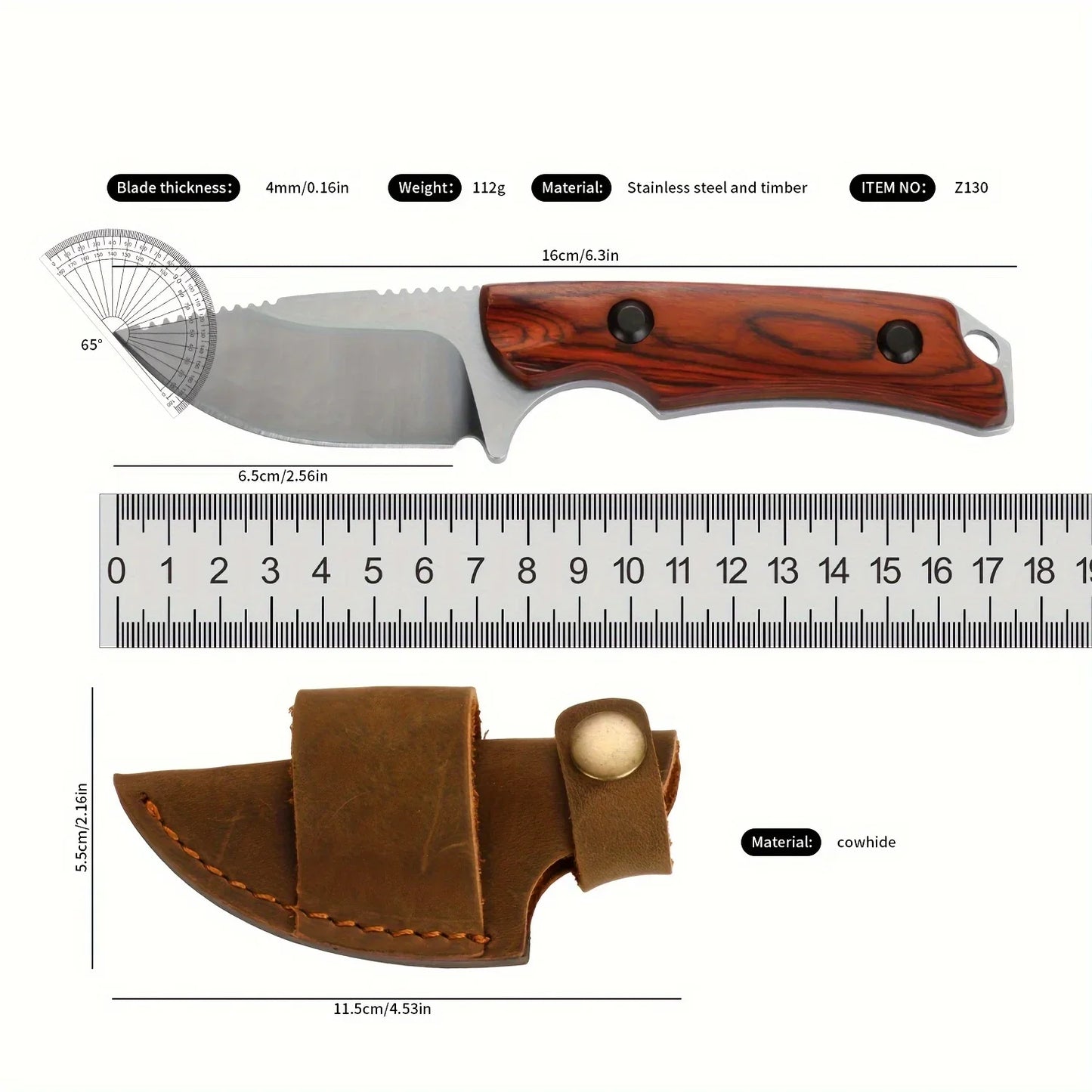 BM 15017 Hunt Hidden Canyon Hunter Fixed Knife 8Cr13Mov Blade Stabilized Wood Handle Outdoor Camping Knives with Cowhide Sheath