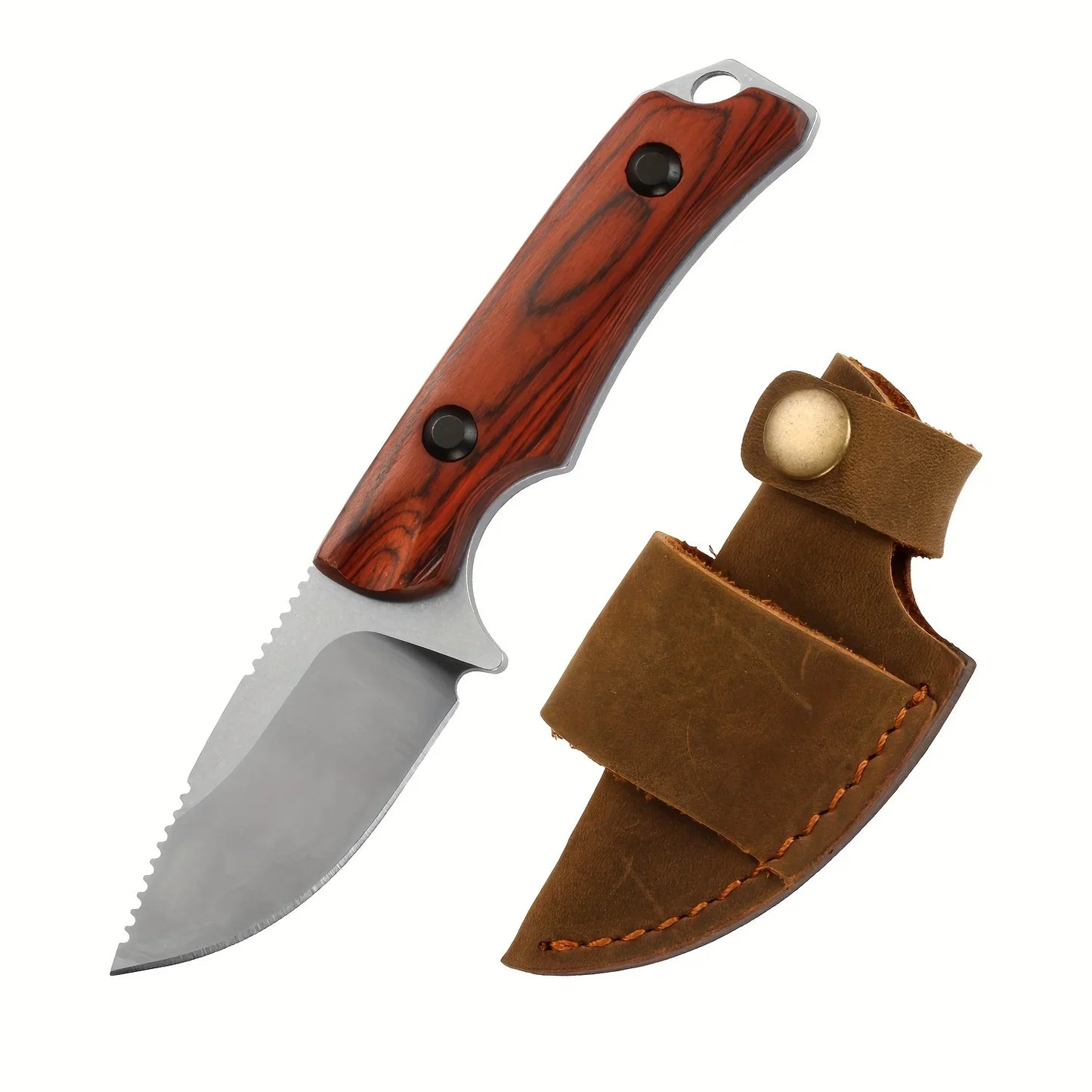BM 15017 Hunt Hidden Canyon Hunter Fixed Knife 8Cr13Mov Blade Stabilized Wood Handle Outdoor Camping Knives with Cowhide Sheath