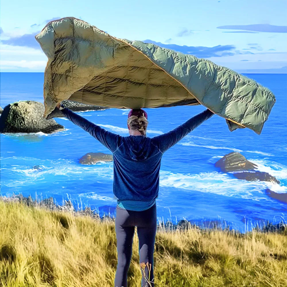 Outdoor Puffy Camping Blanket, Lightweight Down Alternative Puffy  Camping Large Ultra Warm Hammock Top Quilt Waterproof Blanket for Traveling Picnic Beach Party Cold Weather
