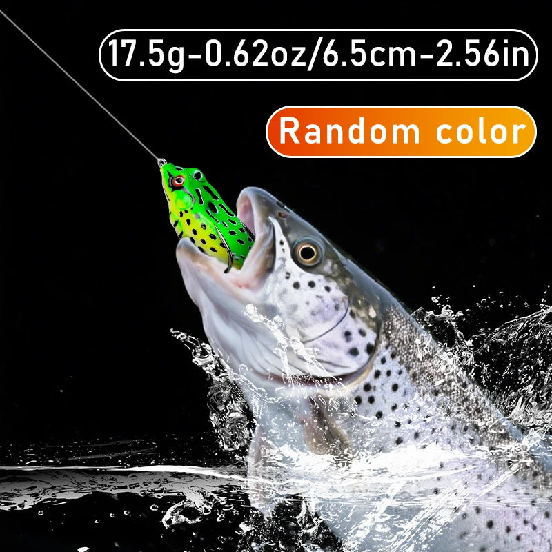 10pcs Frog Shape Lure Soft Tube Bait Plastic Fishing Lure with Fishing Hooks Topwater Ray Frog Artificial 3D Eyes