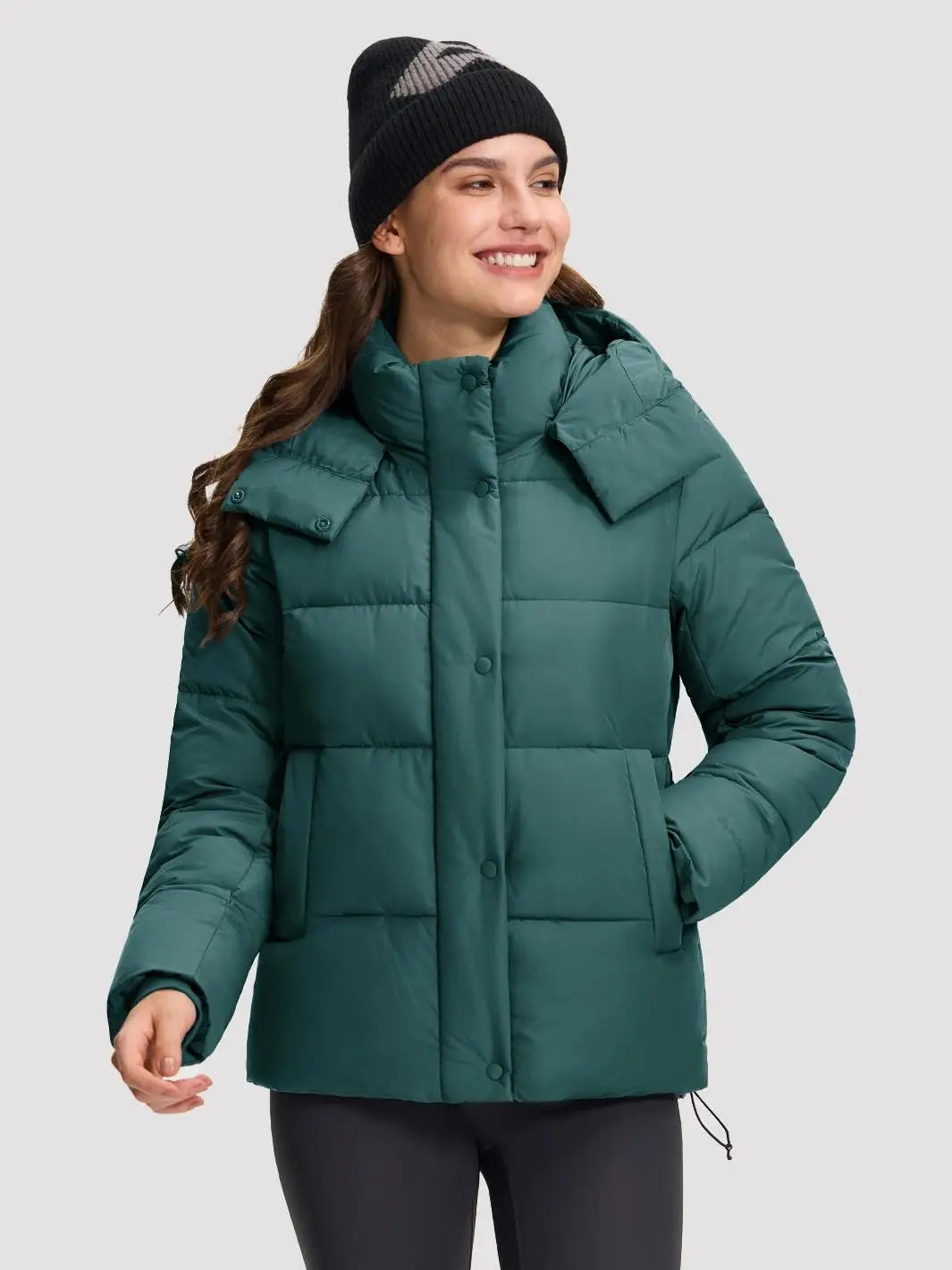 Pioneer Camp Women's Quilted Puffer Jacket, Warm Winter Coat Insulated Full Zip Hooded Jacket Pockets Outerwear Casual