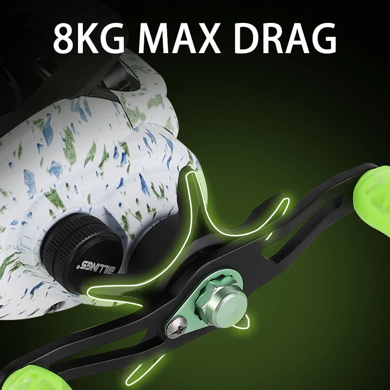 BILLINGS Baitcasting Reel 8KG Max Drag 6.3:1 Gear Ratio Magnetic Brake System  Bait Caster Fishing Reels for Freshwater Saltwater Bass Trout Fishing