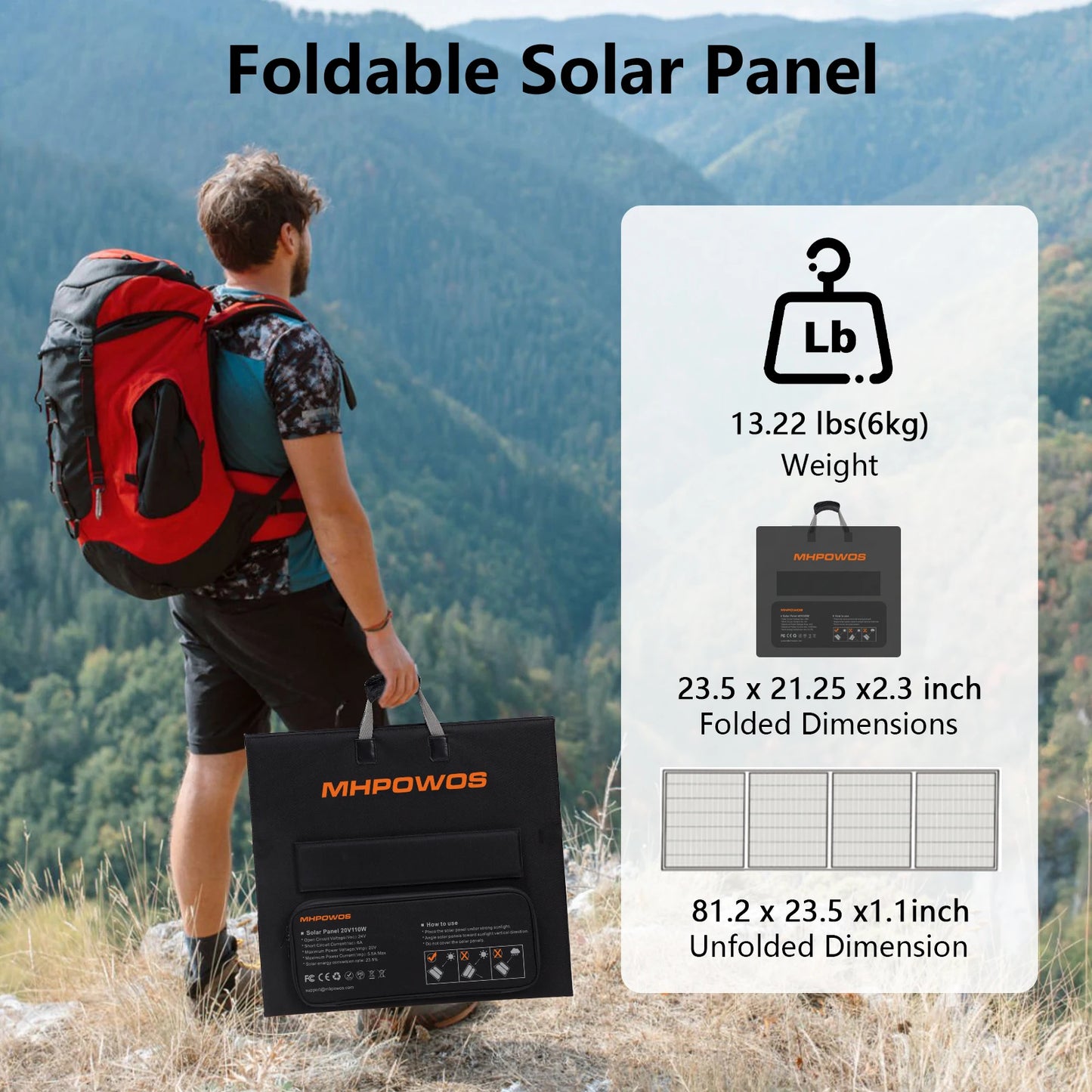 MHPOWOS 220W 40V Portable Solar Panel Waterproof Foldable Solar Panel Power Backup Solar Charger for Power Station RV Camping