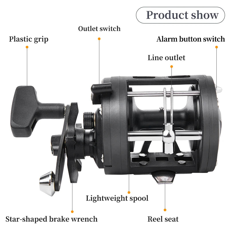 BILLINGS Trolling Drum Fishing Reels 33LB Max Drag 3.8:1 Gear Ratio High Toughness Body Freshwater & Saltwater Universal Bait Caster Fishing Reel