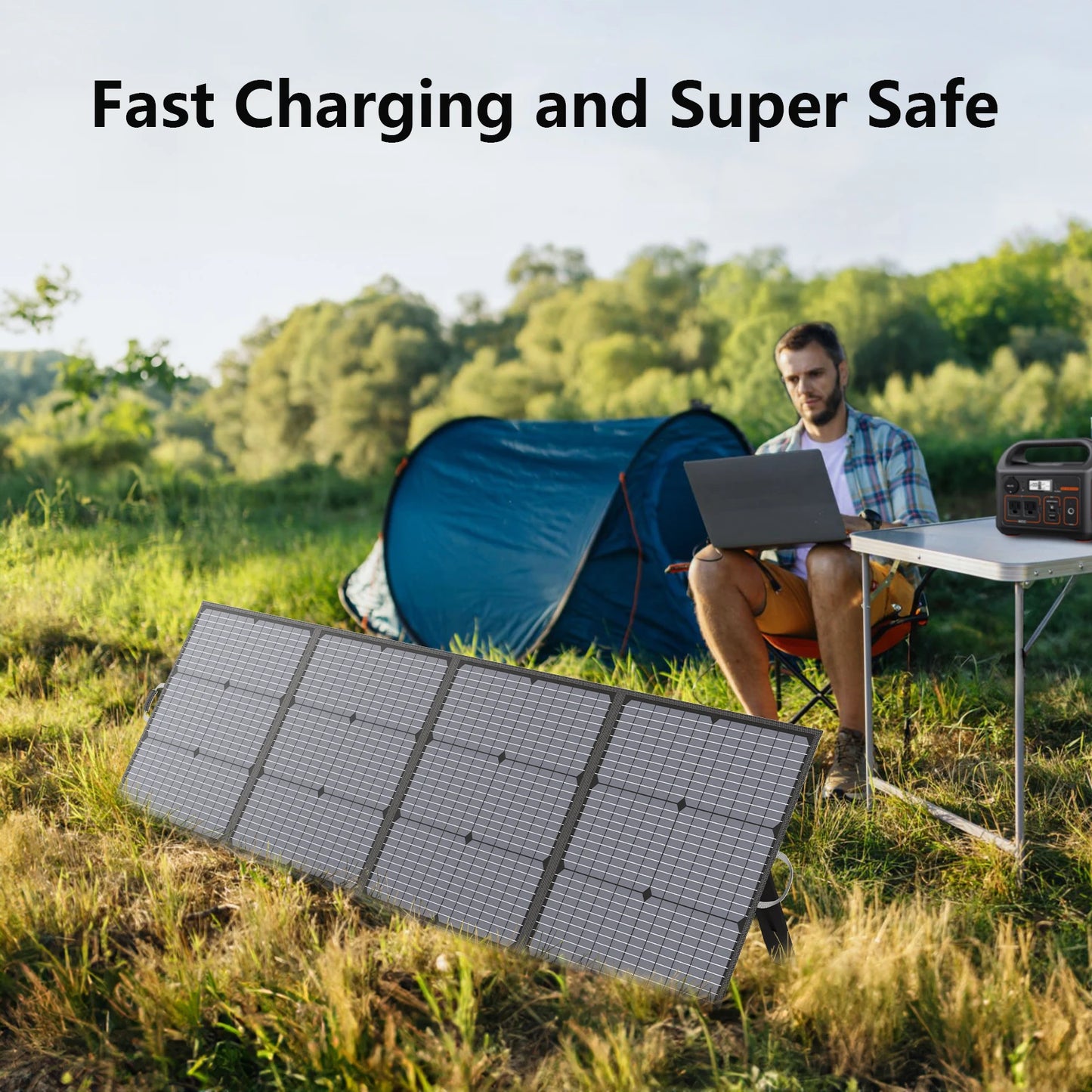 MHPOWOS 220W 40V Portable Solar Panel Waterproof Foldable Solar Panel Power Backup Solar Charger for Power Station RV Camping