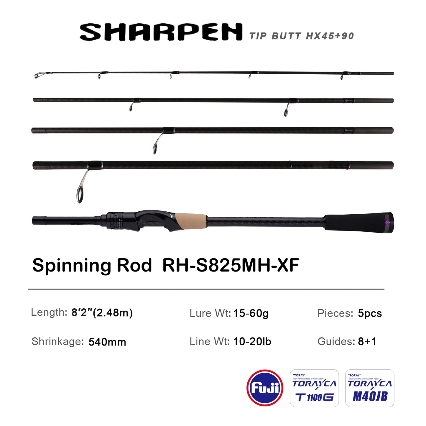 PURELURE SHARPEN Soft Lure Long Spinning and Casting XF/MF Action Rods FUJI Components Bass Pike Rod Fishing Rod Spinning Reel