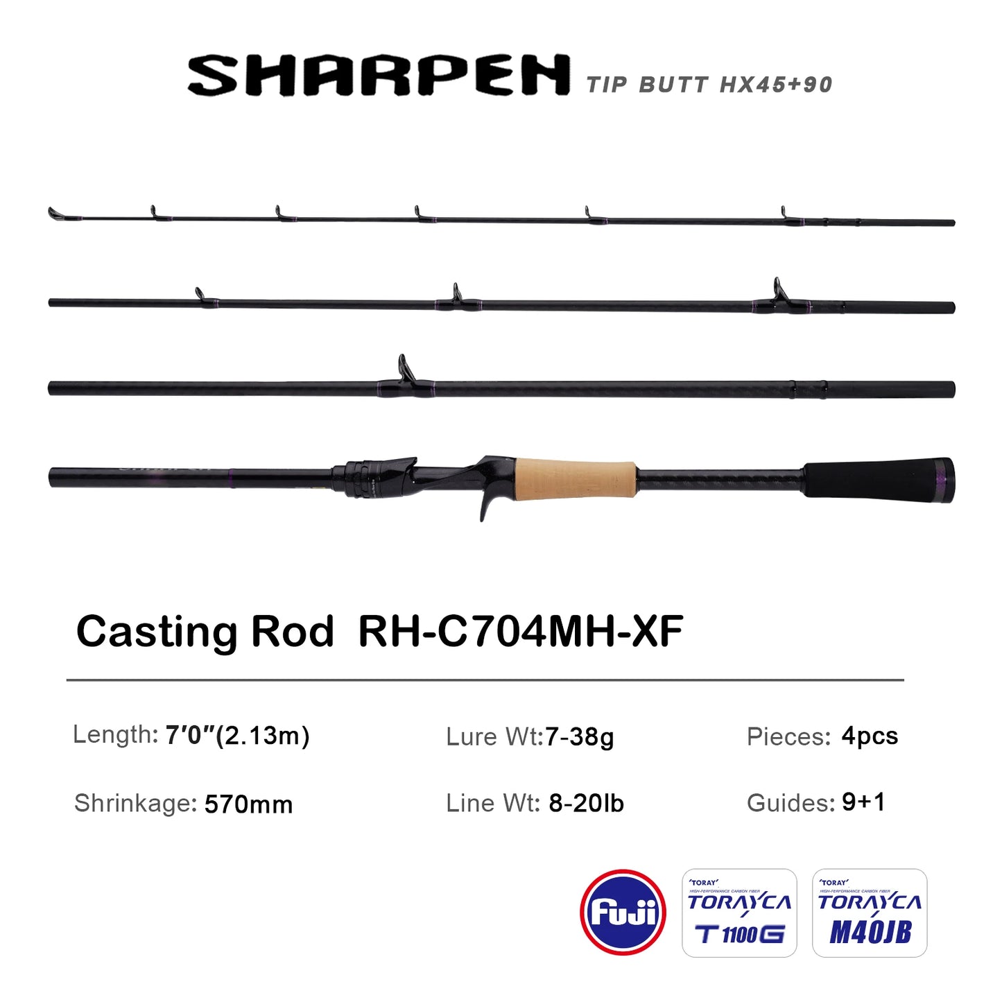 PURELURE SHARPEN Soft Lure Long Spinning and Casting XF/MF Action Rods FUJI Components Bass Pike Rod Fishing Rod Spinning Reel