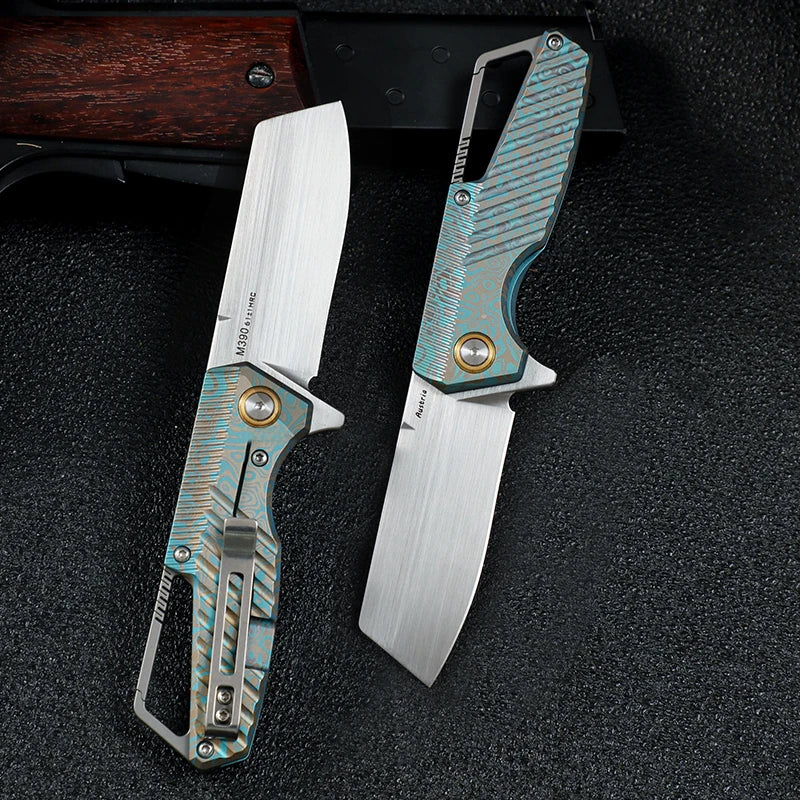 M390 Steel Folding Knife, Men's Everyday Carry Pocket Knife, Titanium Handle, Outdoor Camping Hunting EDC Pocket Knife