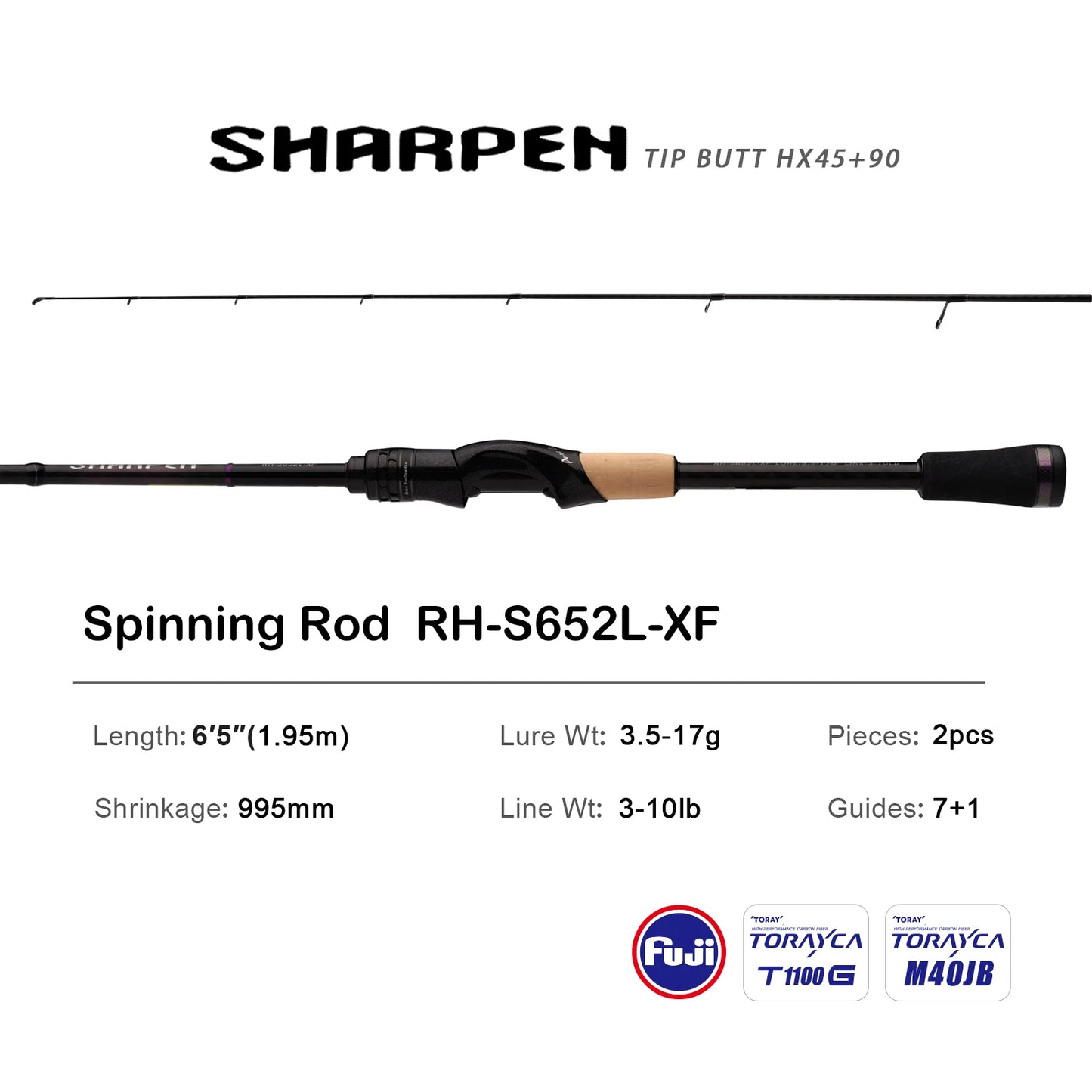 PURELURE SHARPEN Soft Lure Long Spinning and Casting XF/MF Action Rods FUJI Components Bass Pike Rod Fishing Rod Spinning Reel