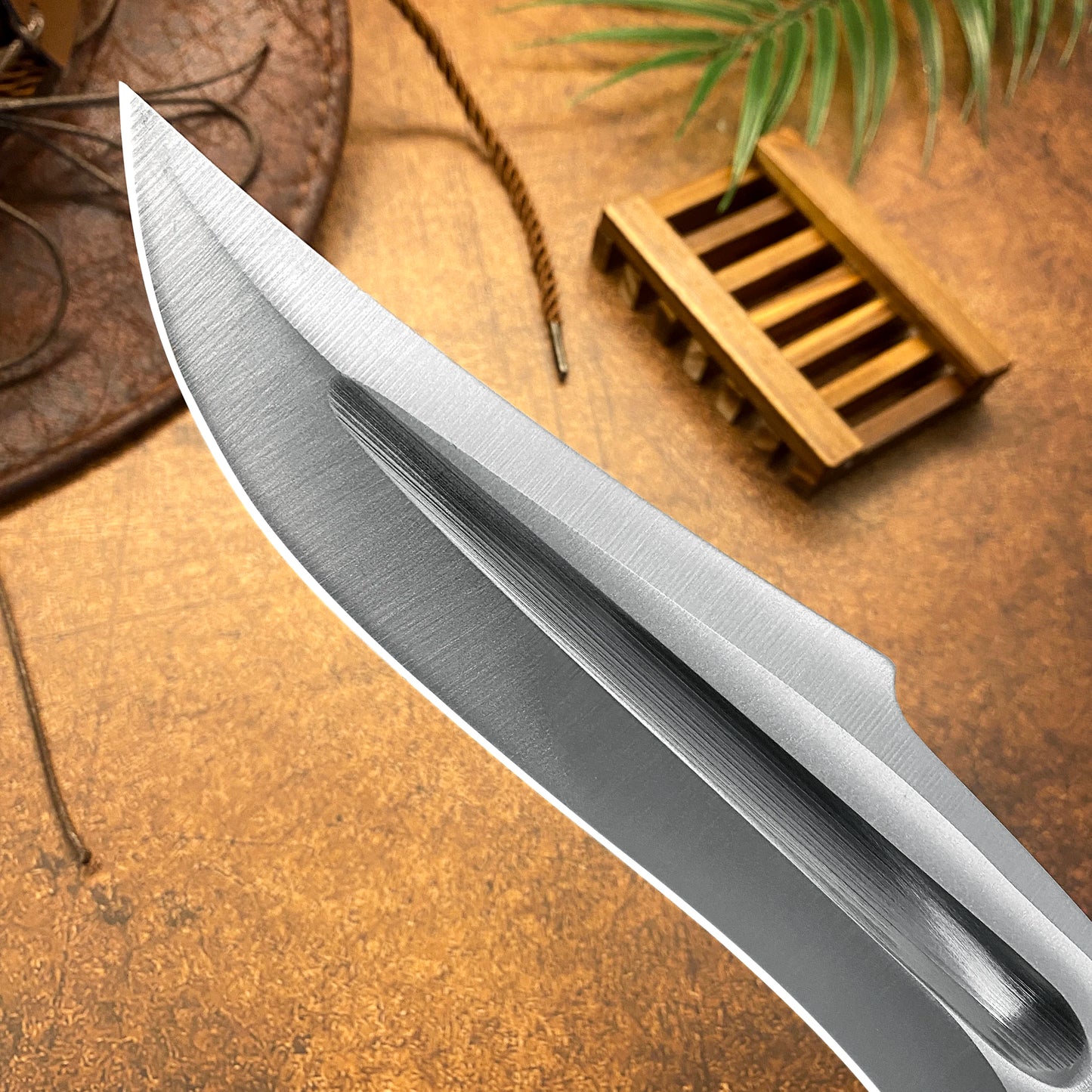 Waterdrop Head Straight Knife, Carbon Steel Chuck Blade, Rubber Handle, Canvas Cover, Hunting, Camping, Survival, Outdoor Knife