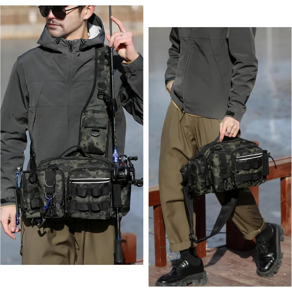 Fishing Tackle Backpack Fishing Waist Bag  Fishing Tackle Shoulder Bag, Ideal for Fishing, Camping, Hiking and More