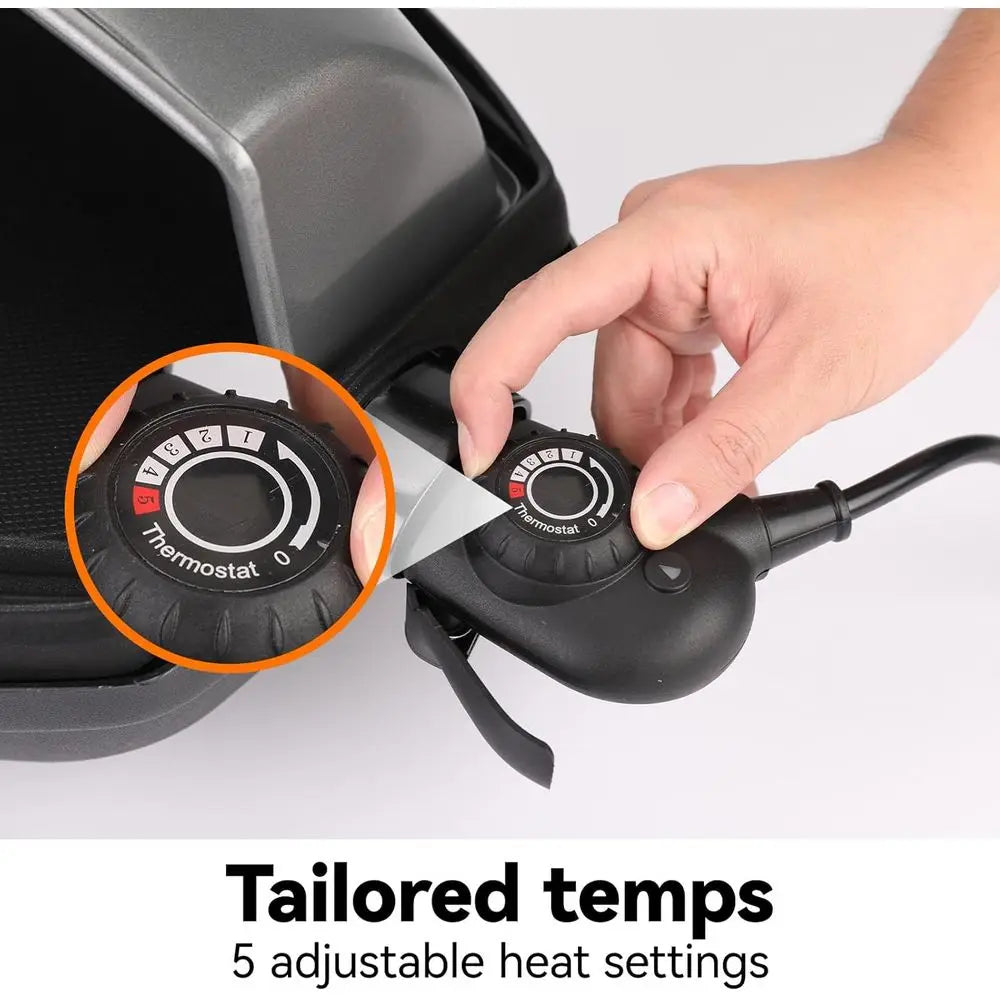 Portable Non-Stick Electric Grill for Indoor & Outdoor Use, 1500W with Smart Temp Control, Ideal for Balcony, Backyard, and Camp