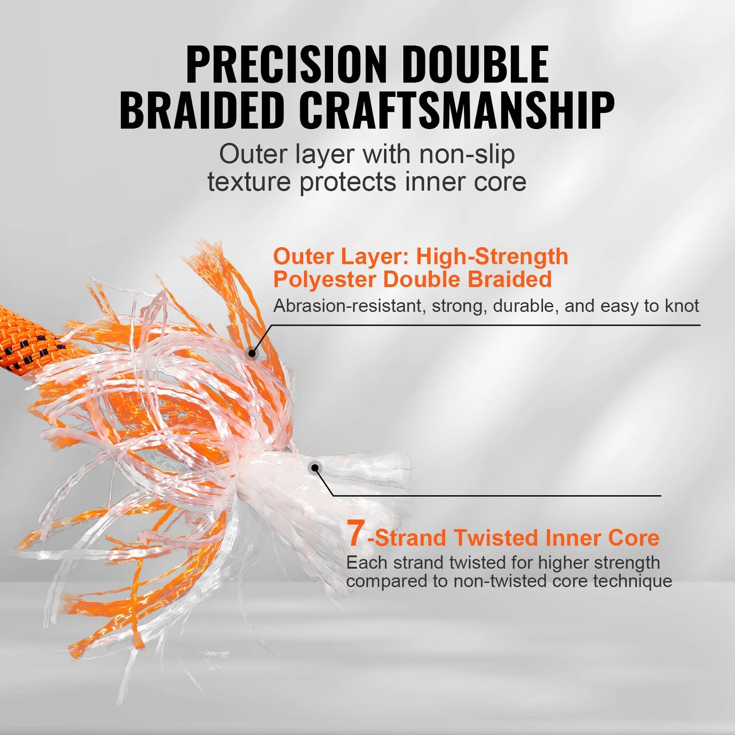 SucceBuy 220ft Dual-Weave Polyester Rope 48-Strand Outdoor Accessories Emergency Cord for Camping Swinging Rappelling Rescue