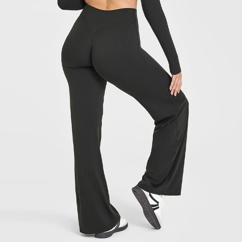 NCLAGEN SoftMotion Straight Leg Bottoms Women's Mid-Waist Yoga Pants GYM Leggings Naked Feel Pilates Running Sports Trousers