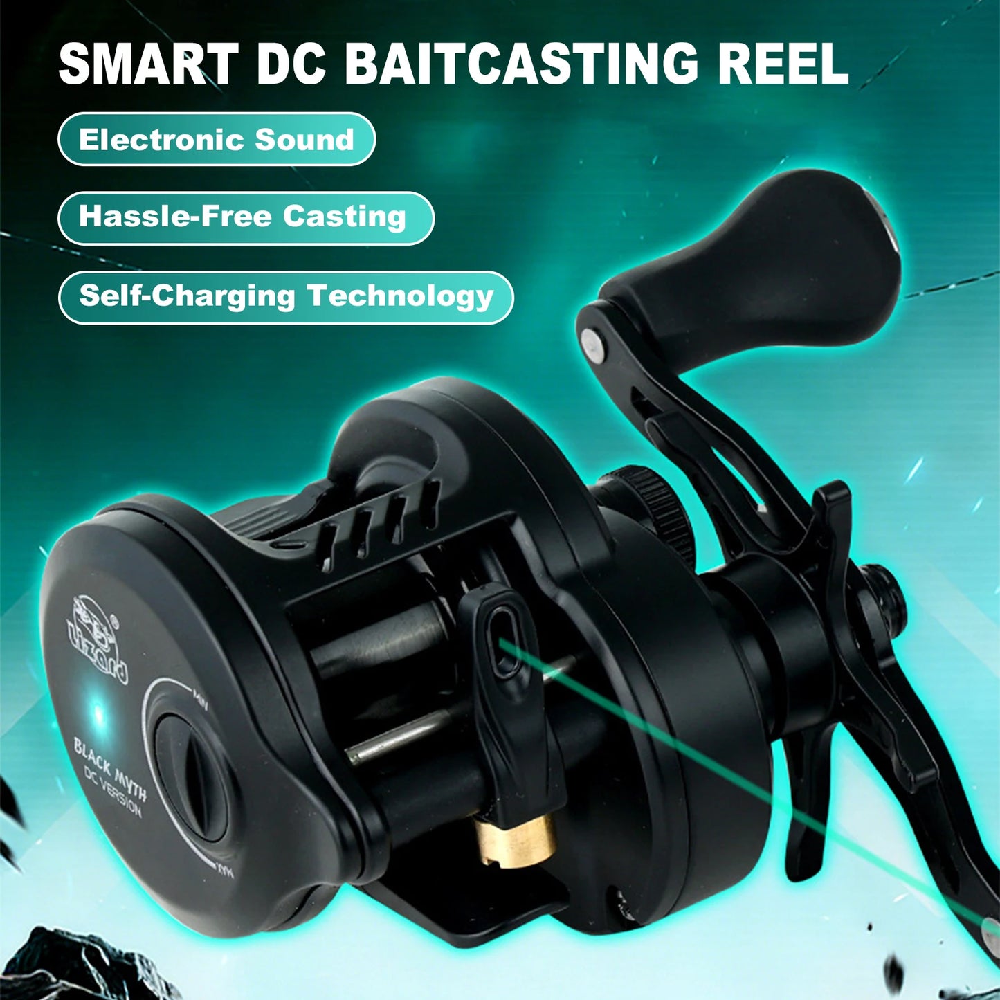 DC Fishing Reel Long Cast Self‑Charging Anti Backlash Electronic Brake Baitcasting Reel Smooth Casting Sound 7.2:1 Ratio