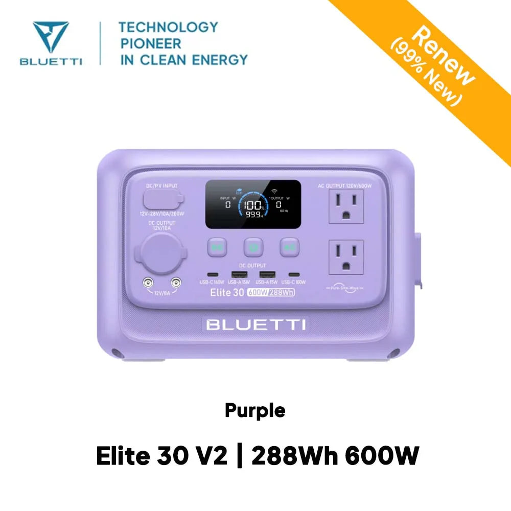【Renew】BLUETTI Elite 30 V2 Portable Power Station 288Wh 600W Peak Large Capacity Solar Generator For Outdoor Camping Home Emerge