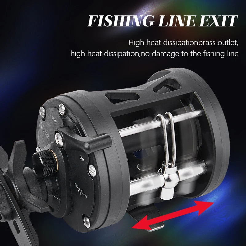 BILLINGS Trolling Drum Fishing Reels 33LB Max Drag 3.8:1 Gear Ratio High Toughness Body Freshwater & Saltwater Universal Bait Caster Fishing Reel