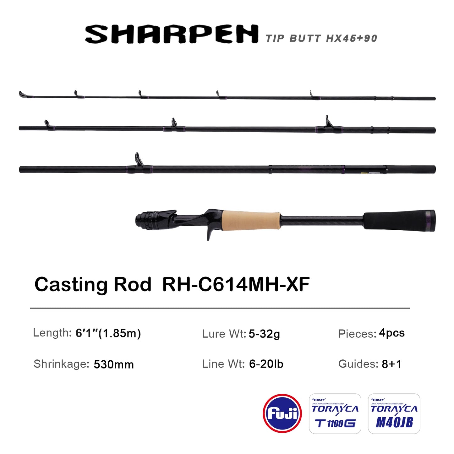 PURELURE SHARPEN Soft Lure Long Spinning and Casting XF/MF Action Rods FUJI Components Bass Pike Rod Fishing Rod Spinning Reel