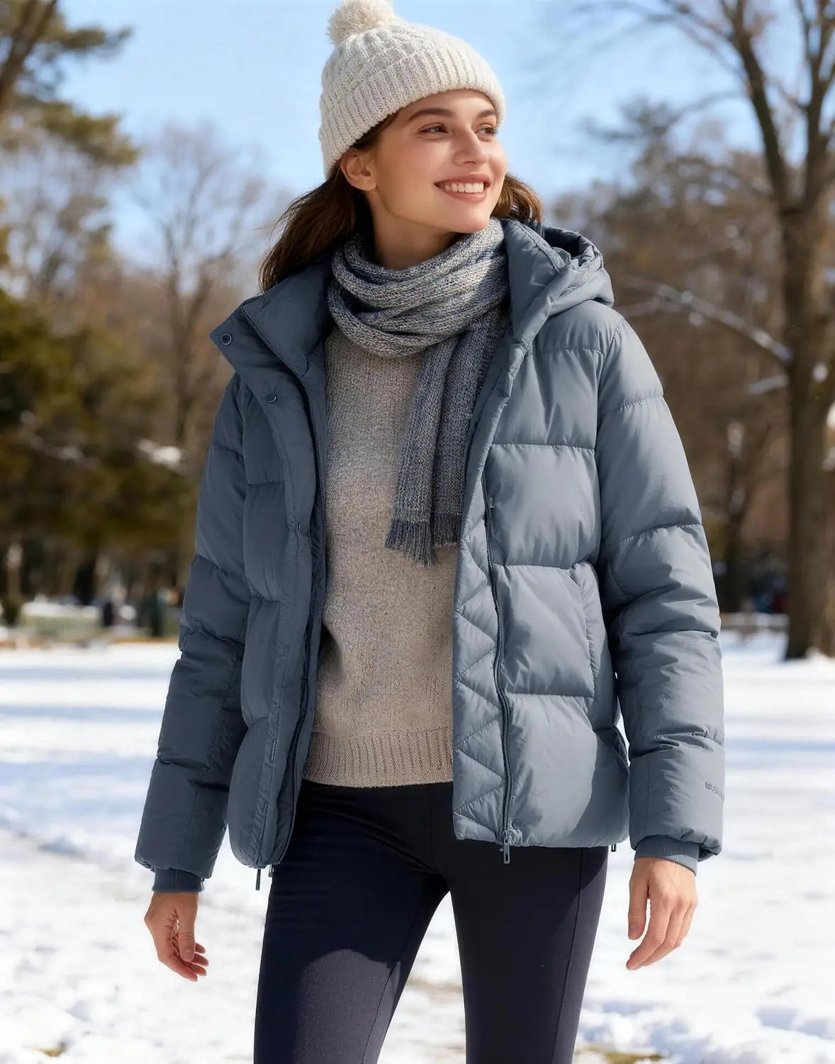Pioneer Camp Women's Quilted Puffer Jacket, Warm Winter Coat Insulated Full Zip Hooded Jacket Pockets Outerwear Casual