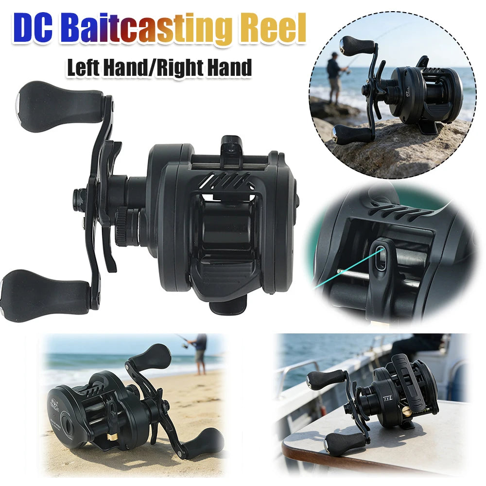 DC Fishing Reel Long Cast Self‑Charging Anti Backlash Electronic Brake Baitcasting Reel Smooth Casting Sound 7.2:1 Ratio